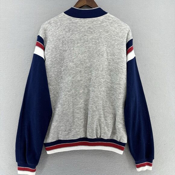 70s USA Track & Court Gray Tennis Zip Up Jacket SOFT Unisex L VTG Gym Retro Prep - Picture 2 of 9